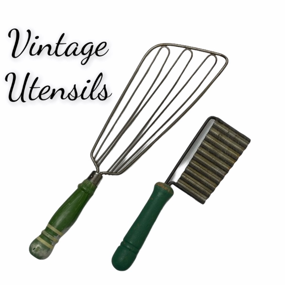 Vintage Cooking Utensils Antique Kitchen Ware Home Decor Primitive Cottage MCM